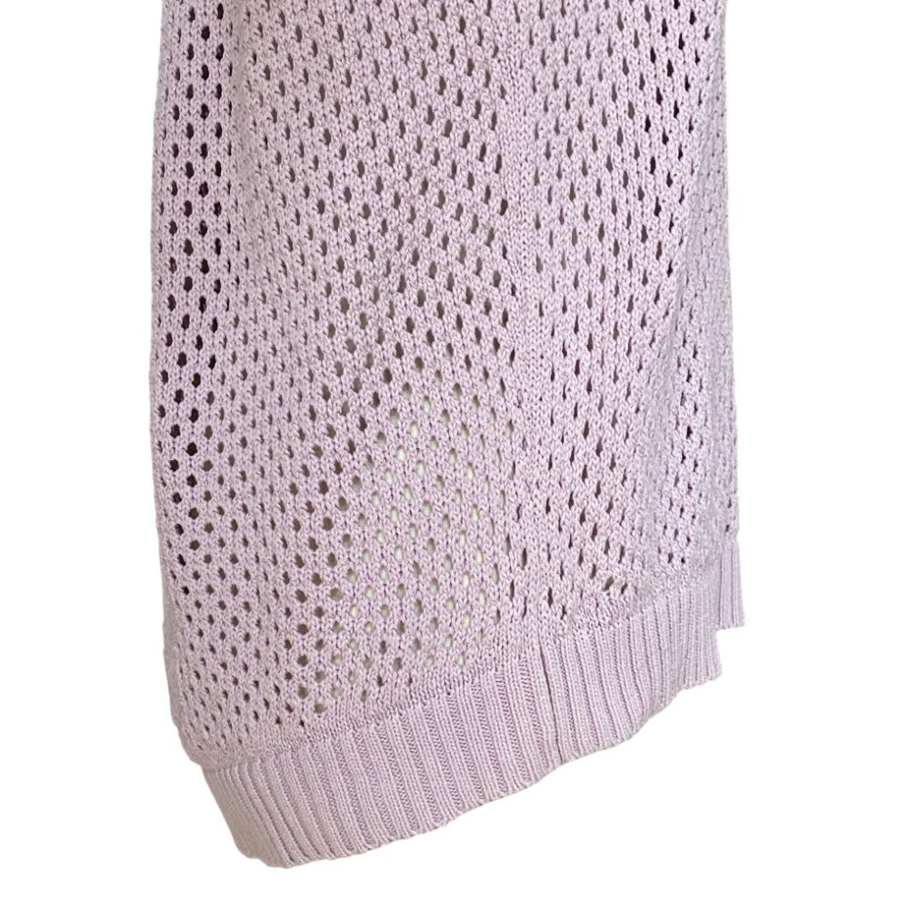 Prana Onward Open Knit Pointelle Sweater Lavender Purple Crochet Organic Cotton - Picture 9 of 14